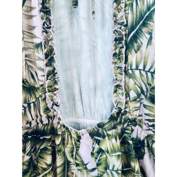 SUBOO SEXY CHIC PINK GREEN PALM PRINT HIGH NECK PLAYSUIT ROMPER HALTER SZ6 - Picture 5 of 11